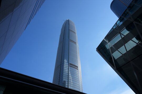 HONG KONG, CHINA - NOVEMBER 17, 2025: Two International Finance Center office building in Hong Kong. It houses Hong Kong Monetary Authority (HKMA), China Universal Asset Management and Citadel.