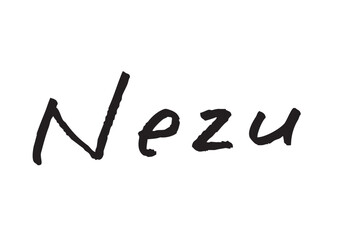 手書き風筆記体で書かれた『Nezu』の英字デザイン文字｜根津, 日本語表記, 英字, 筆記体, 手書き