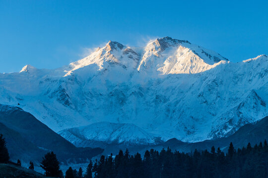View of Nanga Parbat mountain from Fairy Meadows in the Gilgit-Baltistan region in Pakistan