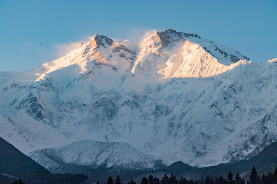 View of Nanga Parbat peak from Fairy Meadows in the Gilgit-Baltistan region in Pakistan