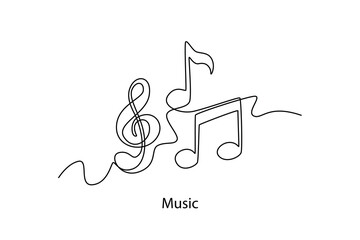 Music. School Subject concept. Single line draw design. Vector graphic illustration