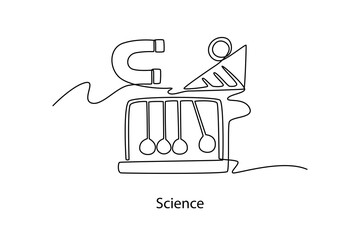 Science. School Subject concept. Single line draw design. Vector graphic illustration