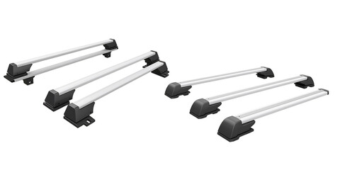 Roof rack bars with black mounts for cars
