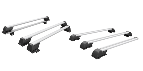 Roof rack bars with black mounts for cars