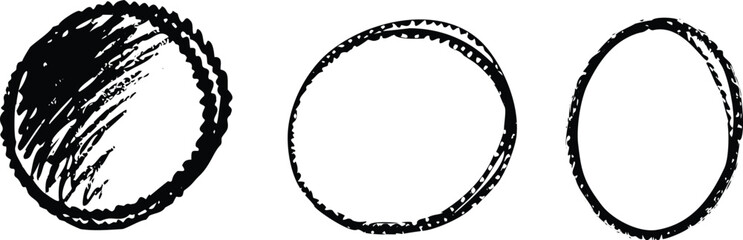Three circles drawn in black with a black background