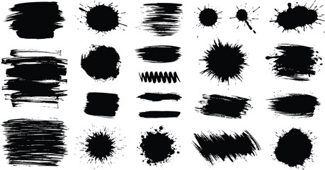 Box brush stroke frames line, Text box outline frame, Grunge paint brush square shapes in Hand-drawn style set, Brush borders Vector illustration