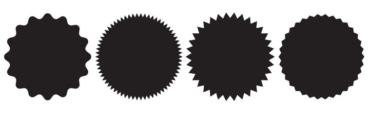 Fototapeta premium Set of red starburst. Price sticker, sale sticker, price tag, starburst, quality mark, retro stars, sale. Circle sticker set. red starburst shape tags for price tags