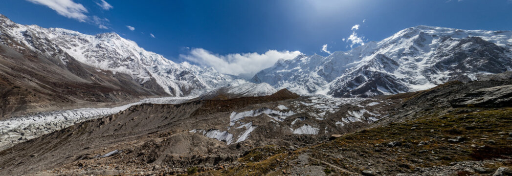Rakhiot and Ganalo glaciers under Nanga Parbat mountain in Gilgit-Baltistan region in Pakistan