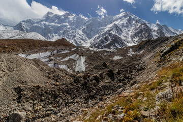 Obraz premium Ganalo glacier under Nanga Parbat mountain in Gilgit-Baltistan region in Pakistan