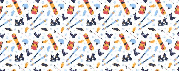 Winter Sports Equipment Seamless Pattern - 1