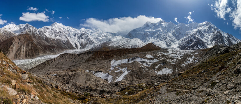 Rakhiot and Ganalo glaciers under Nanga Parbat mountain in Gilgit-Baltistan region in Pakistan