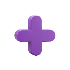 Obraz premium Glossy purple plus sign symbol with rounded edges on a simple background transparent background