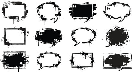 Collection of hand drawn speech bubbles and thought bubbles in various shapes and styles