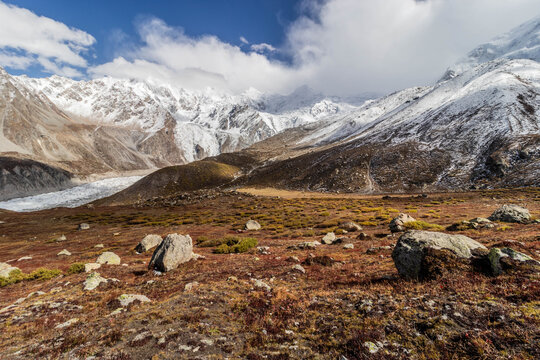 Location of Rakhiot Base Camp under Nanga Parbat mountain in Gilgit-Baltistan region in Pakistan