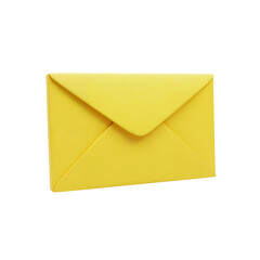 Bright yellow envelope isolated for mail and correspondence communications transparent background