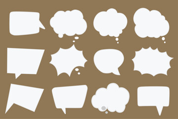 set of speech bubble on brown background