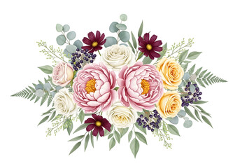 Beautiful Bouquet of Flowers with Peonies and Roses