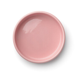 Top view of empty pink ceramic bowl
