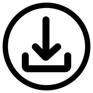 Download Icon in Circle - Minimalist File Save, Install, and Cloud Storage Symbol Png