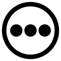 More Options Horizontal Dots Menu Icon in Circle, Ellipsis Navigation Symbol