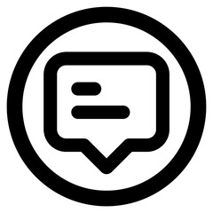 Message Chat Bubble Icon in Circle, Comment and Communication Symbol for UI