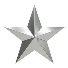 Obraz premium Realistic metallic five pointed star shape rendered with dramatic shading and highlights transparent background