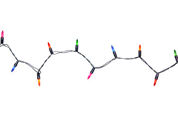 Naklejka premium String of Christmas lights isolated on transparent background.