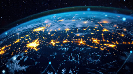 Communication technology for internet business. Global world network and telecommunication on earth