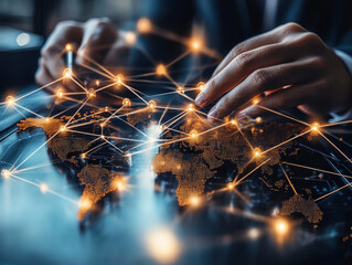 technology for internet business. Global world network and telecommunication on earth