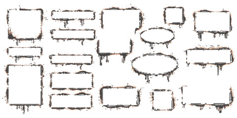Obraz premium Set of rustic and stained frames with splatters and grunge texture for design