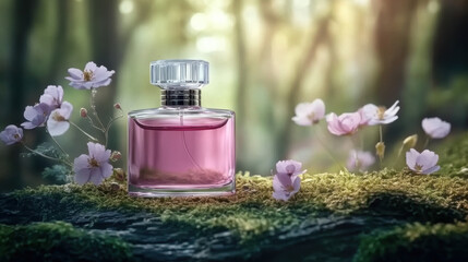 beautiful pink perfume bottle   delicate flowers