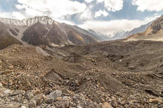 Bazhin glacier under Nanga Parbat mountain, Gilgit-Baltistan region in Pakistan