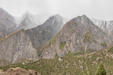 Peaks above Minapin valley, Gilgit-Baltistan region in Pakistan