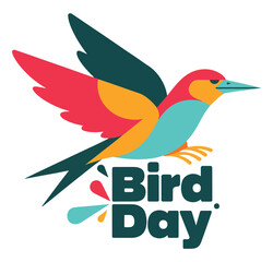 Obraz premium Colorful Bird Flying on Bird Day