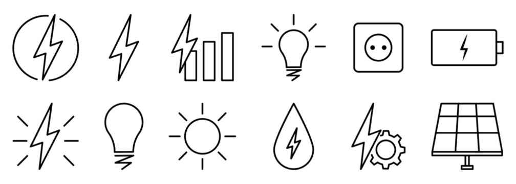 Set of energy line icons