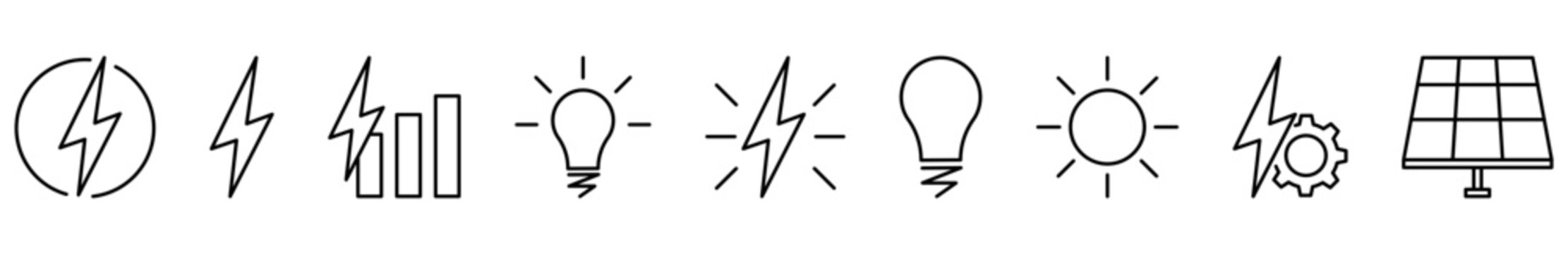 Set of energy outline icons