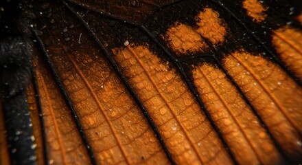 Extreme close up reveals detailed structure and pattern of insect wing surface