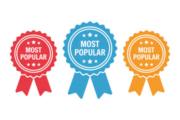 Three colorful most popular ribbons on transparent background