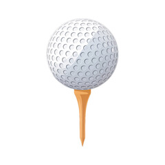 Golf ball on tee isolated on transparent background PNG