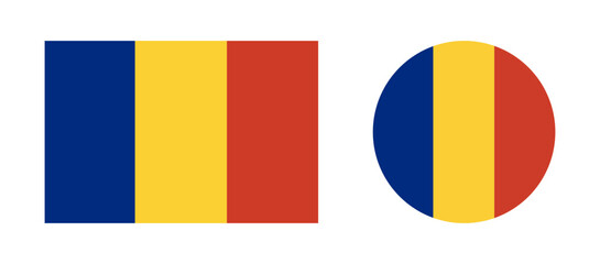 Fototapeta premium Flag of the Romania. Set of Romanian Flag circle, rectangle icons. Round, rectangular Romanian flags.