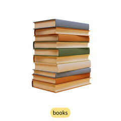 Stack of old books piled neatly and isolated on a white background for education and reading themes