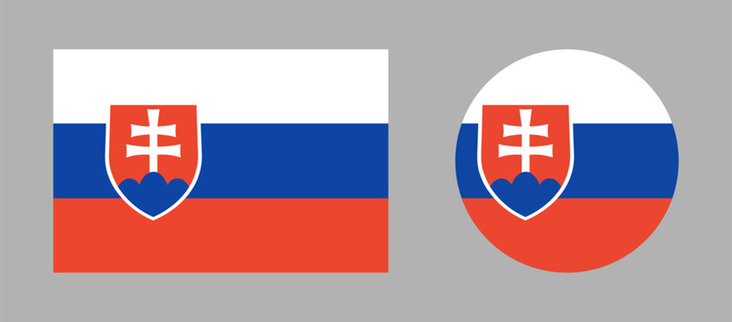 Slovakia national flag icons. Page symbol. Set of Slovakia flag circle, rectangle flat logo, badge, app, UI.
