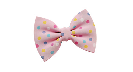 A charming pink bow tie with colorful polka dots perfect for various designs on transparent background.