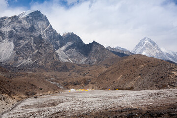 Everest base camp trekking path in Dughla area, Lobuche base camp, Nepal