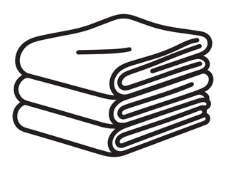 Folded towels stack line art illustration