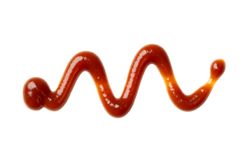 A vibrant red ketchup swirl design isolated and perfect for creative projects on transparent background.
