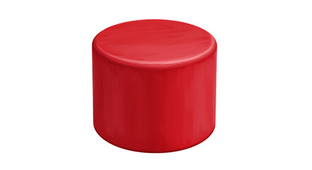 A vibrant glossy red cylindrical shape isolated perfectly on transparent background.