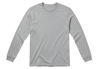 Isolated gray long sleeve t shirt mockup presentation perfect for design projects on transparent background.