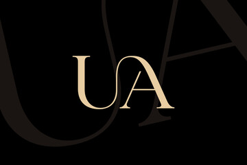 UA or AU letter logo icon design. Classic style luxury initials monogram.
