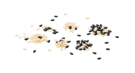 Delicate white and yellow flowers scattered abstractly against dark canvas